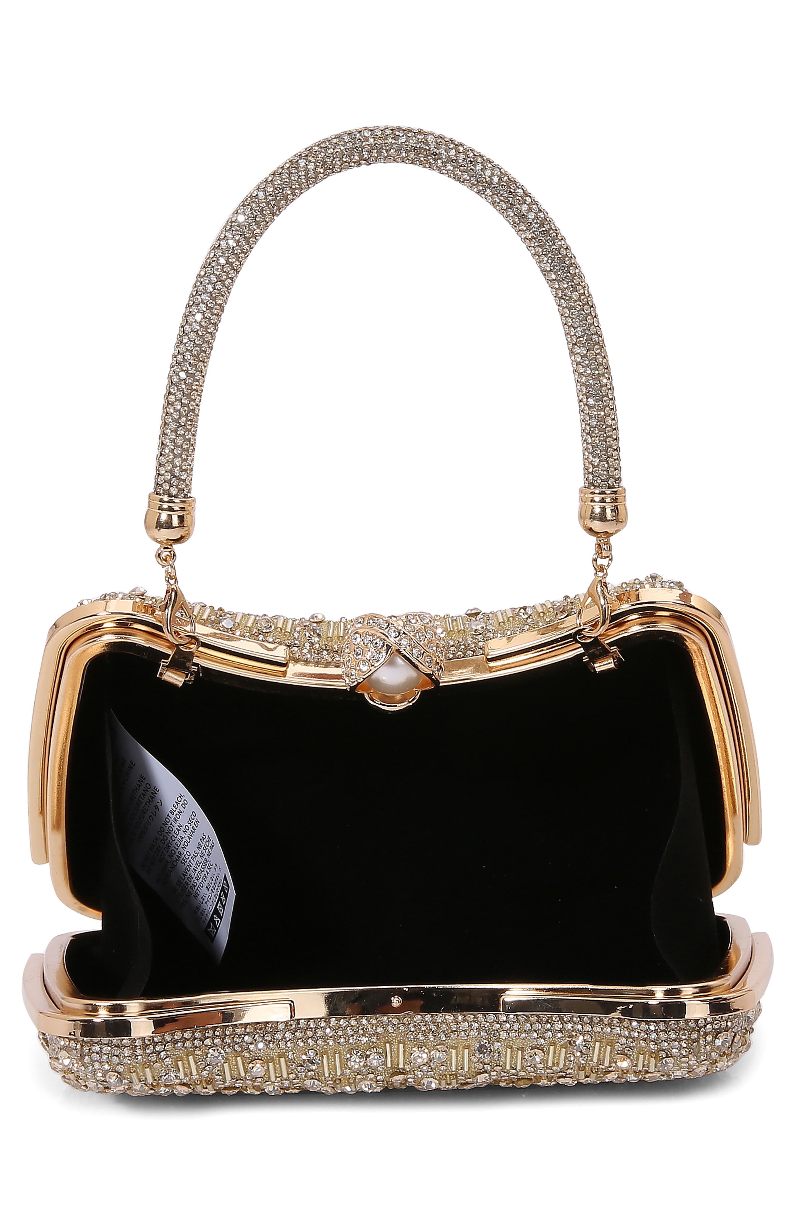 BERNESS Rhinestone Embellished Handbag, Alternate, color, Gold