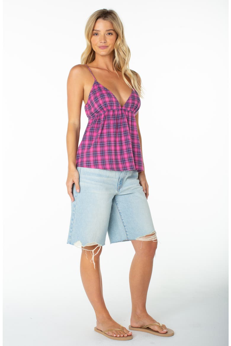 Hot Stuff Plaid Babydoll Camisole, Alternate, color, NAVAL ACAD