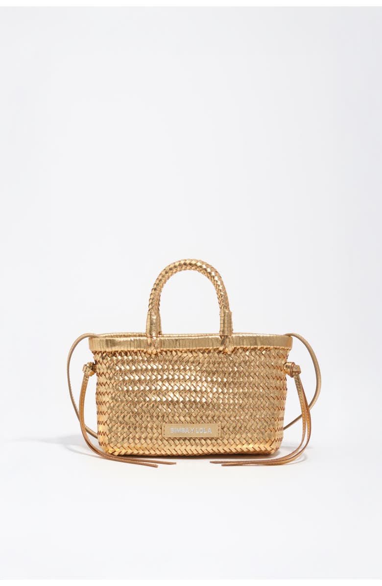 Bimba y Lola Plaited Leather XS Bag, Main, color, Gold