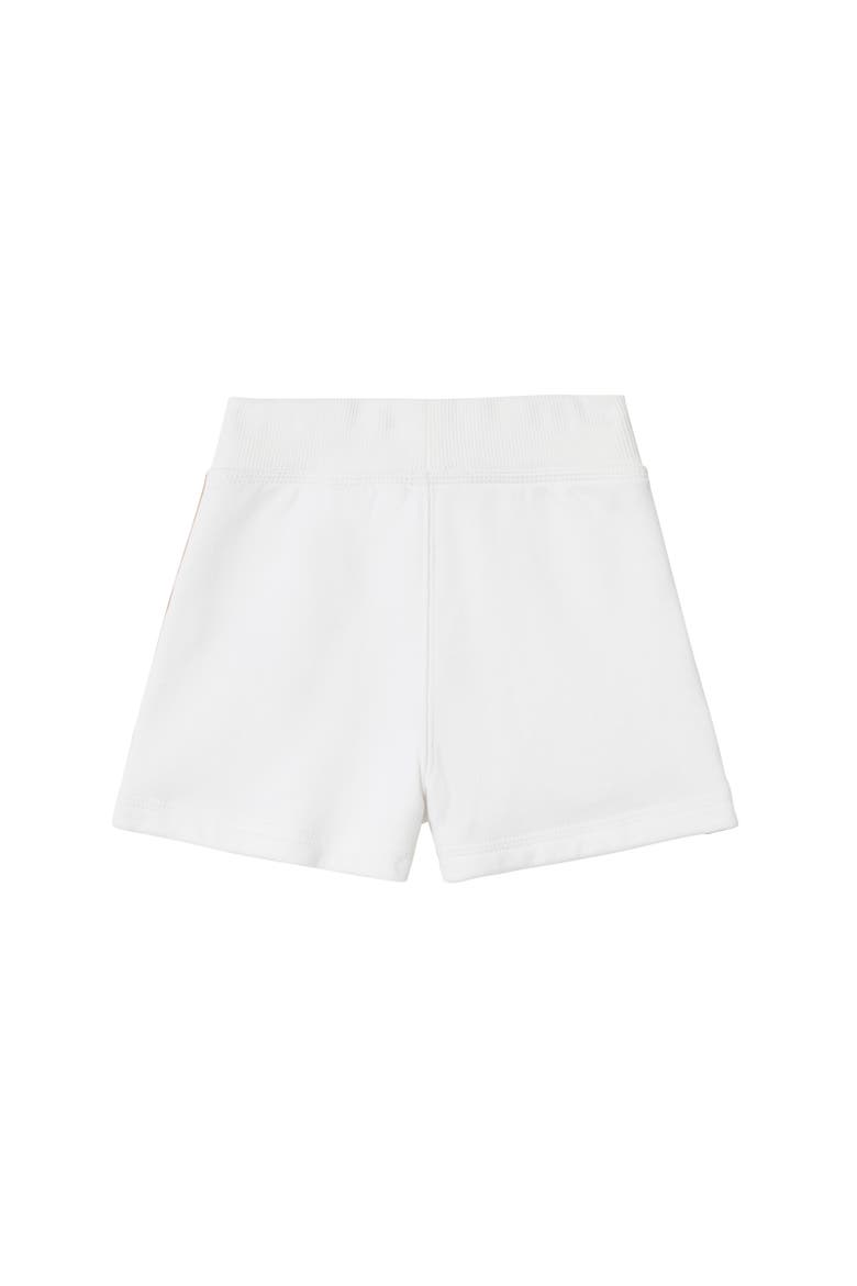 Girls' Check Trim Cotton Shorts, Alternate, color, White
