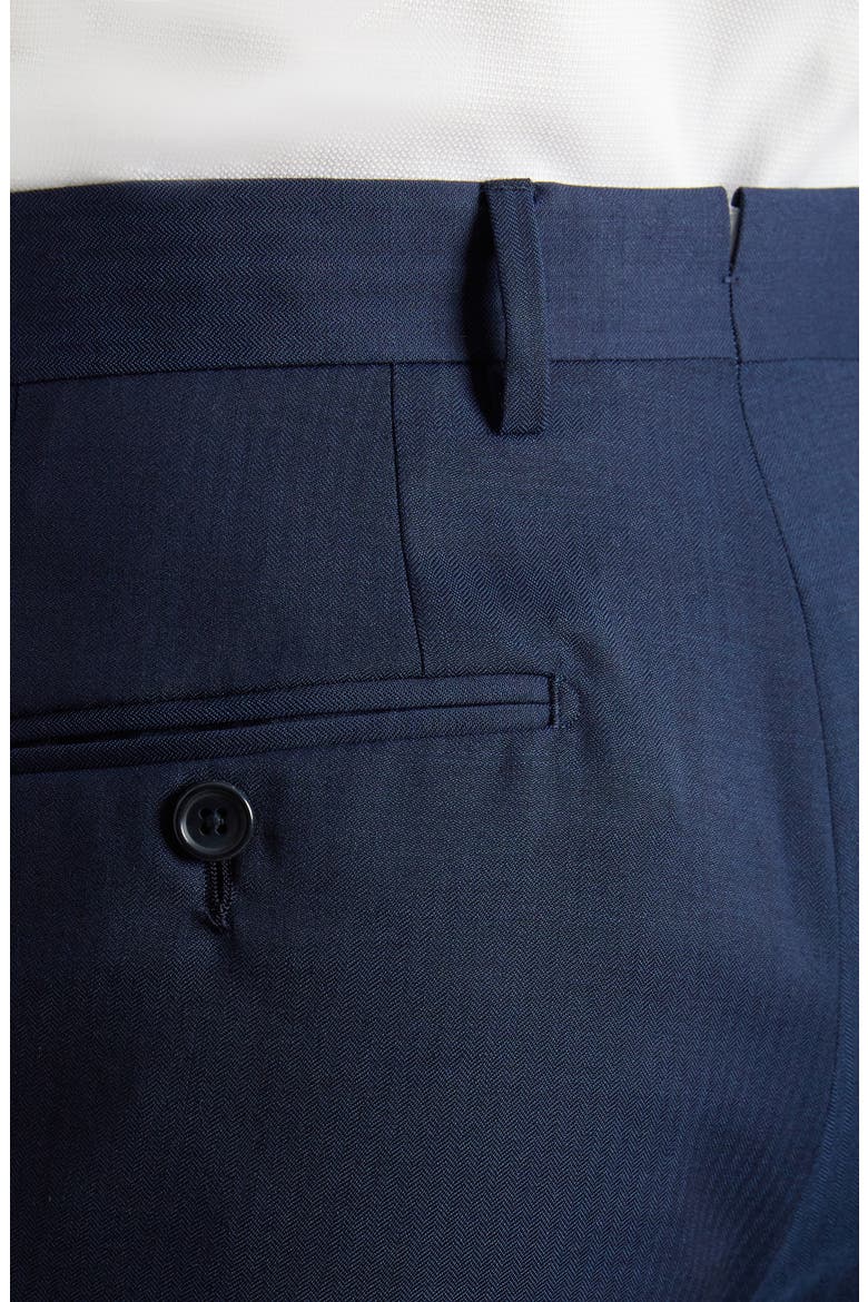 Herringbone Wool Pants, Alternate, color, BLUE