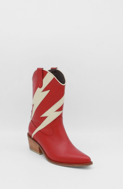 STIVALI NEW YORK Idol Western Cowboy Boots in Red /Off-White  product