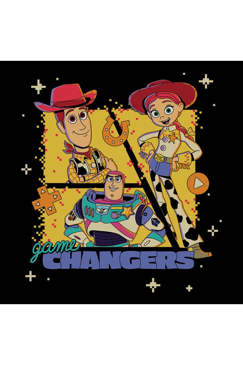 Junior's Toy Story 5 Three Friends Game Changers  Graphic T-Shirt, Alternate, color, Black