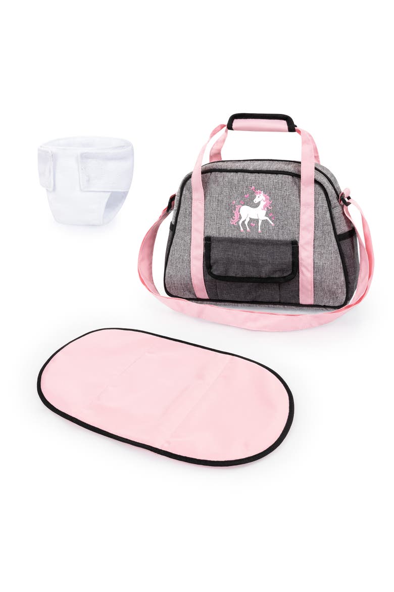Nursery Set Doll Bag Set Grey, Pink, Unicorn Accessory Set, Main, color, Multicolored