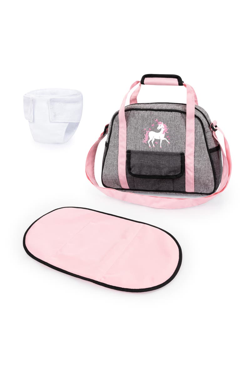 Bayer Design Nursery Set Doll Bag Set Grey, Pink, Unicorn Accessory Set, Main, color, Multicolored