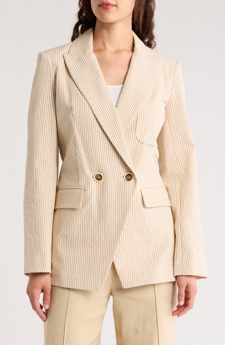 Veronica Beard Didion Blazer Jacket, Main, color, Khaki/White