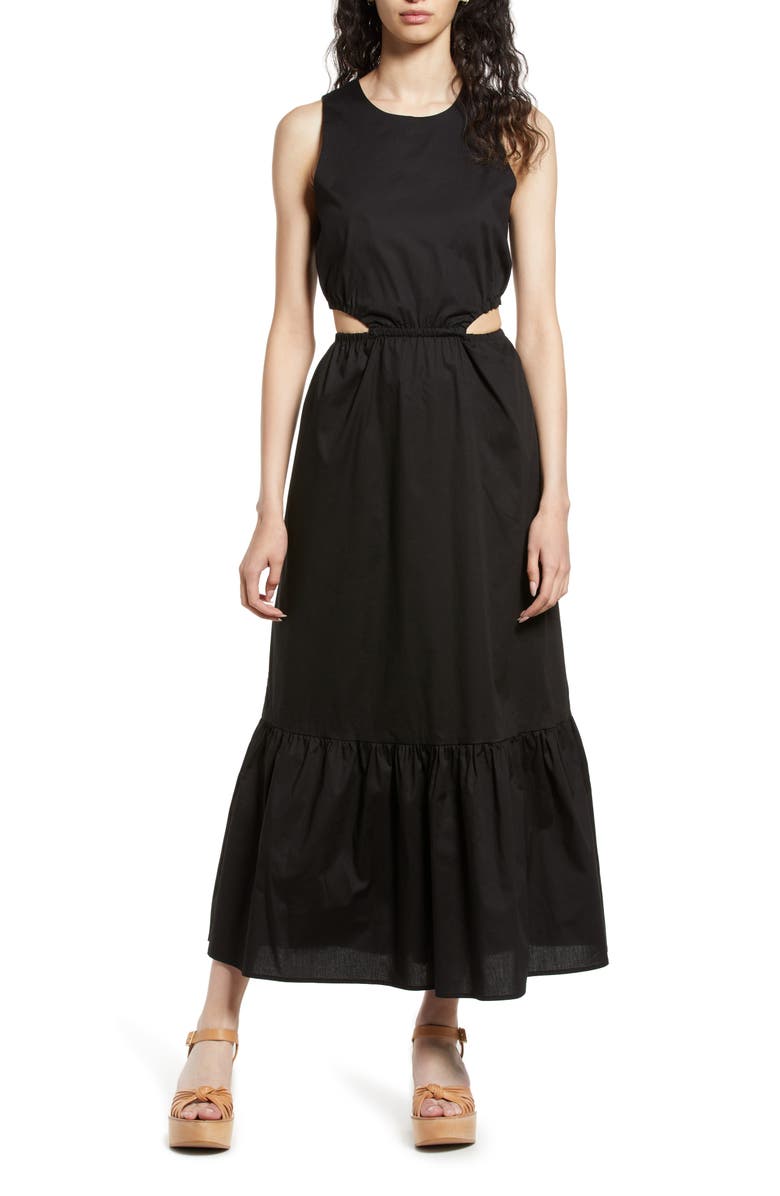 WAYF Rae Cutout Midi Dress, Main, color,