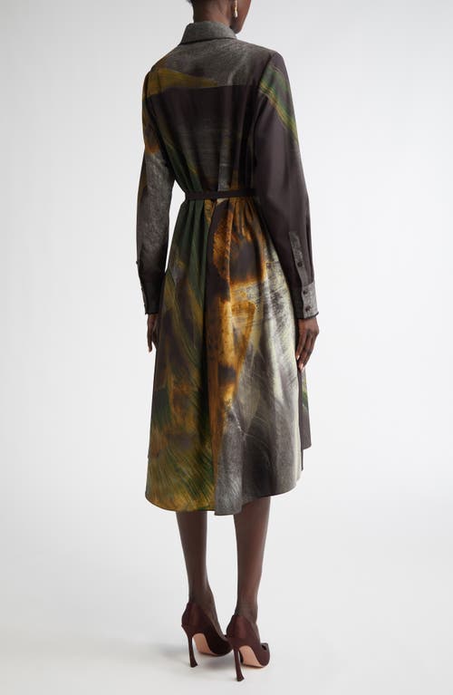 Jason Wu Collection Brushstroke Print Oversize Long Sleeve Shirtdress In Black Multi