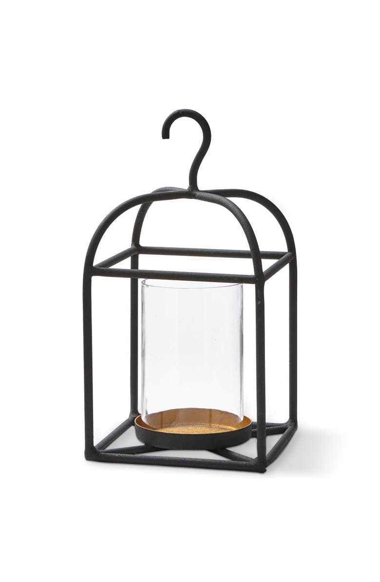 tag Hanging Metal Glass Lantern Candle Holder Decorative Small, Main, color, Black