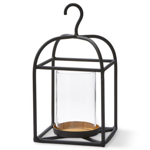 Tag Hanging Metal Glass Lantern Candle Holder Decorative Small In Black