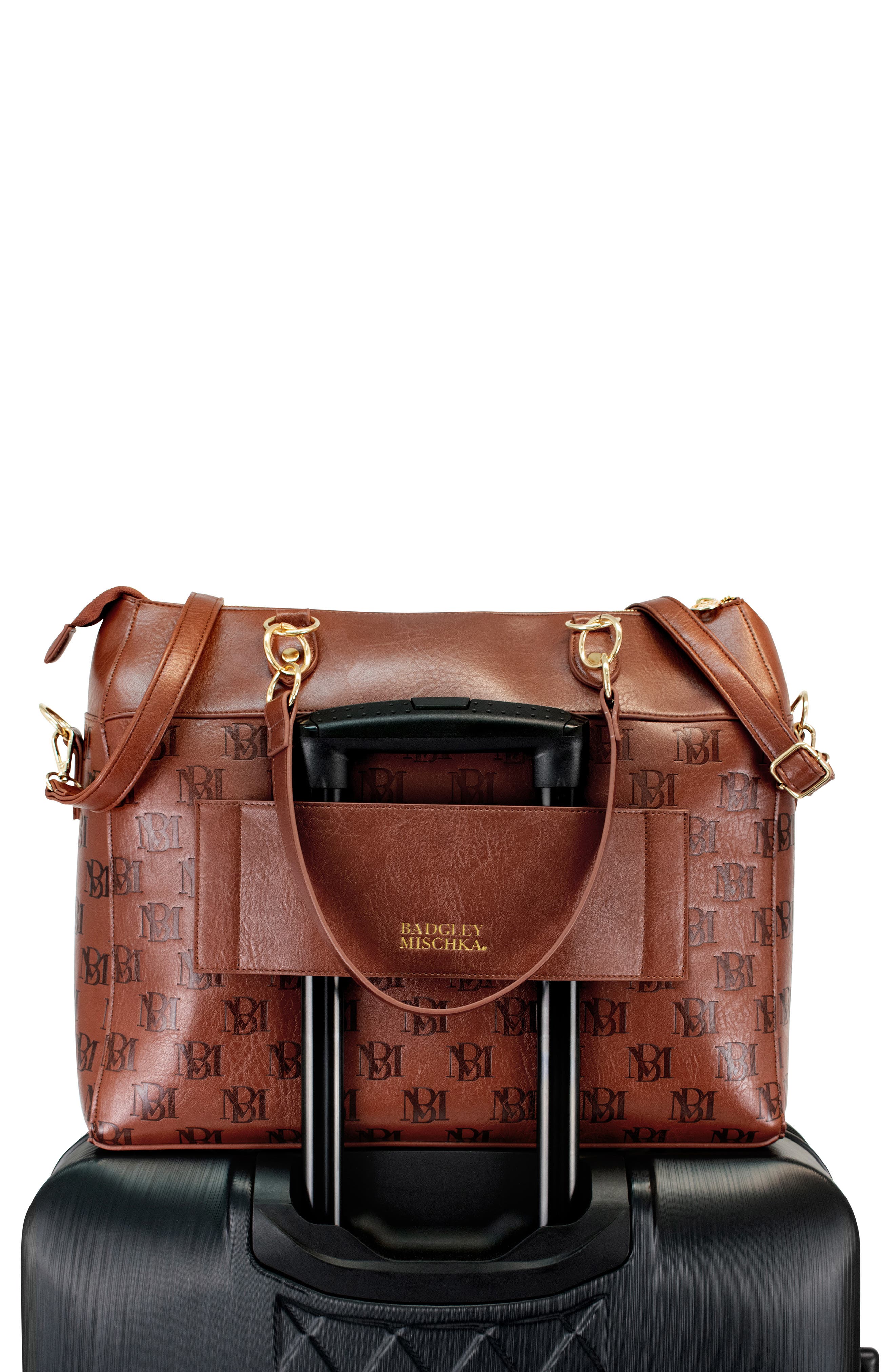 Madalyn Vegan Leather Weekender Duffel Bag, Alternate, color, Brown