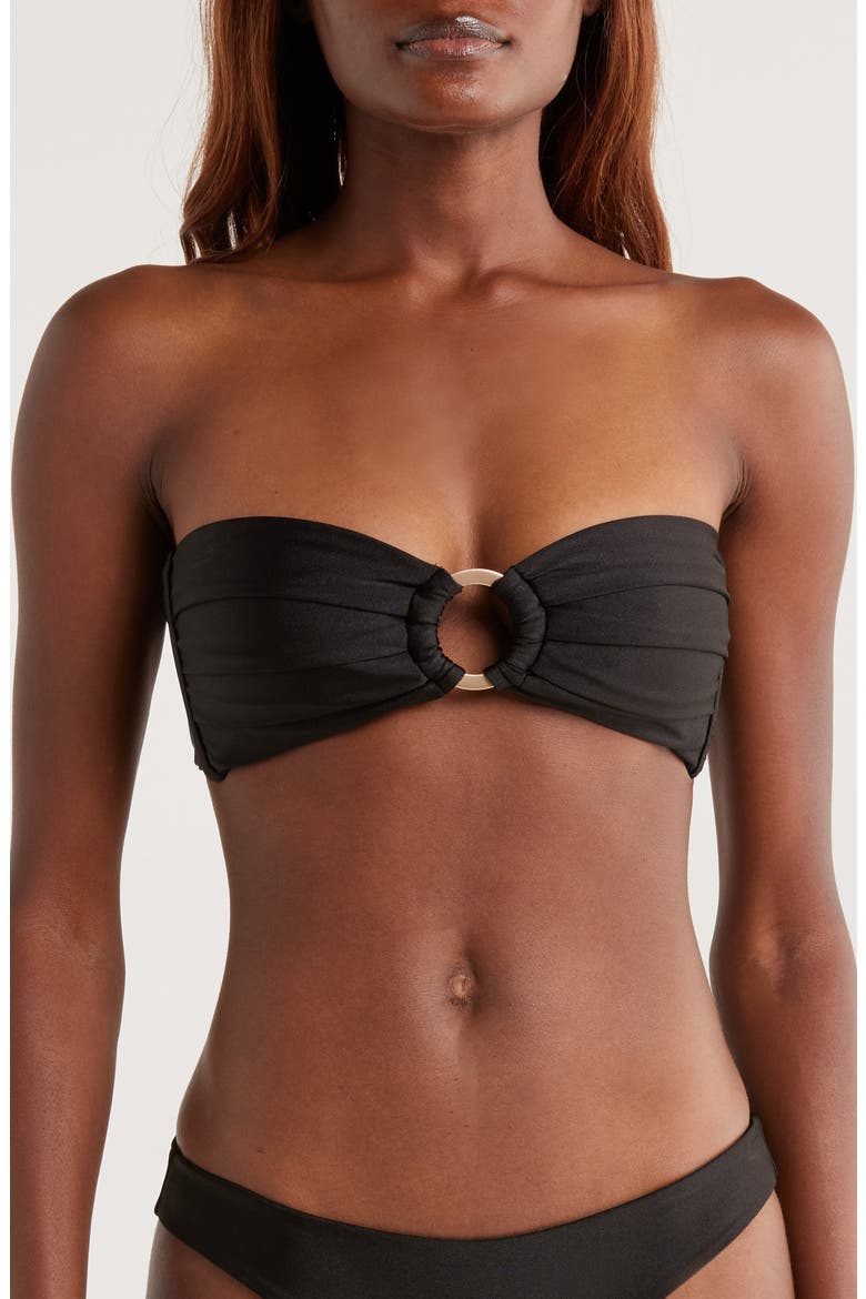 Strapless O-Ring Bikini Top, Main, color, TWILIGHT BLACK