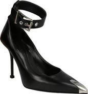 McQueen Punk Ankle Strap Pointed Toe Pump