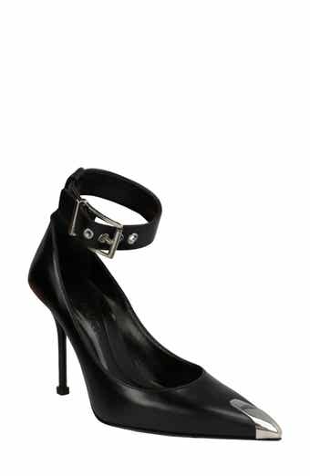 McQueen Punk Ankle Strap Pointed Toe Pump