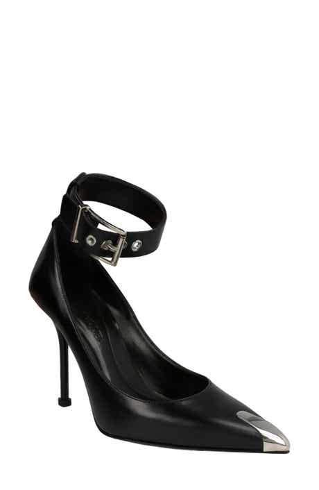McQueen Punk Ankle Strap Pointed Toe Pump