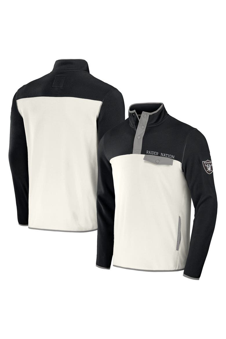 Men's NFL x Darius Rucker Collection by Fanatics Black/Cream Las Vegas Raiders Micro Fleece Quarter-Snap Jacket, Main, color, Black