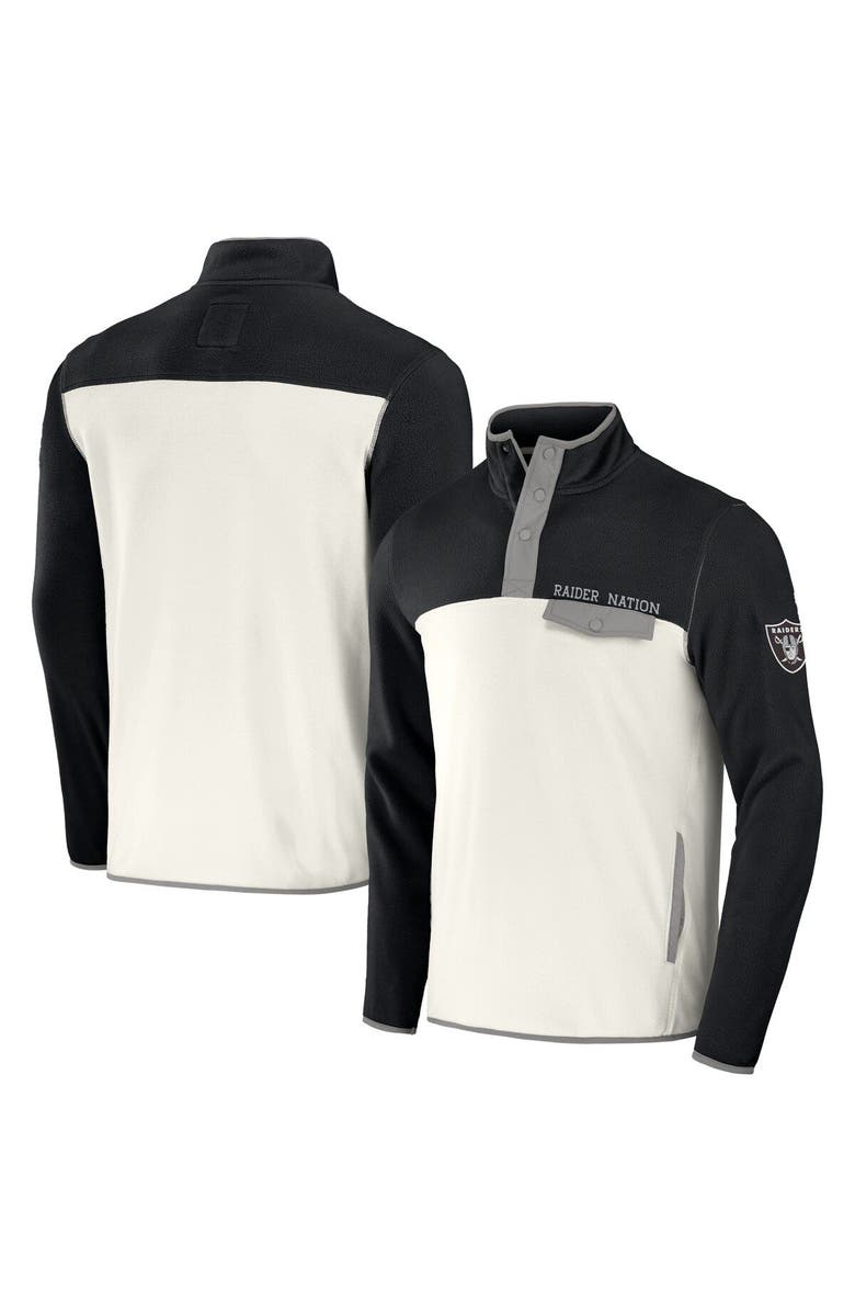 NFL X DARIUS RUCKER Men's NFL x Darius Rucker Collection by Fanatics Black/Cream Las Vegas Raiders Micro Fleece Quarter-Snap Jacket, Main, color, Black