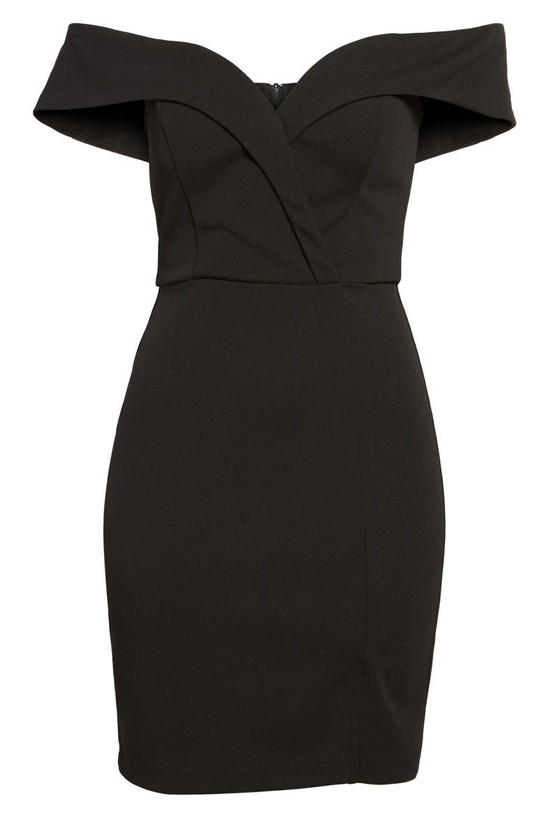 Off the Shoulder Body-Con Dress, Alternate, color, BLACK