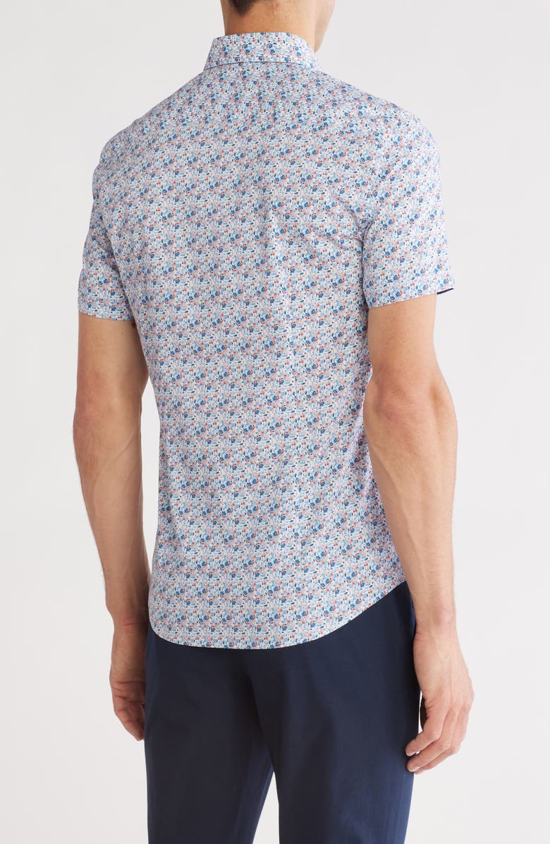 SOUL OF LONDON Short Sleeve Stretch Cotton Sport Shirt, Alternate, color, Blue/ Bleu