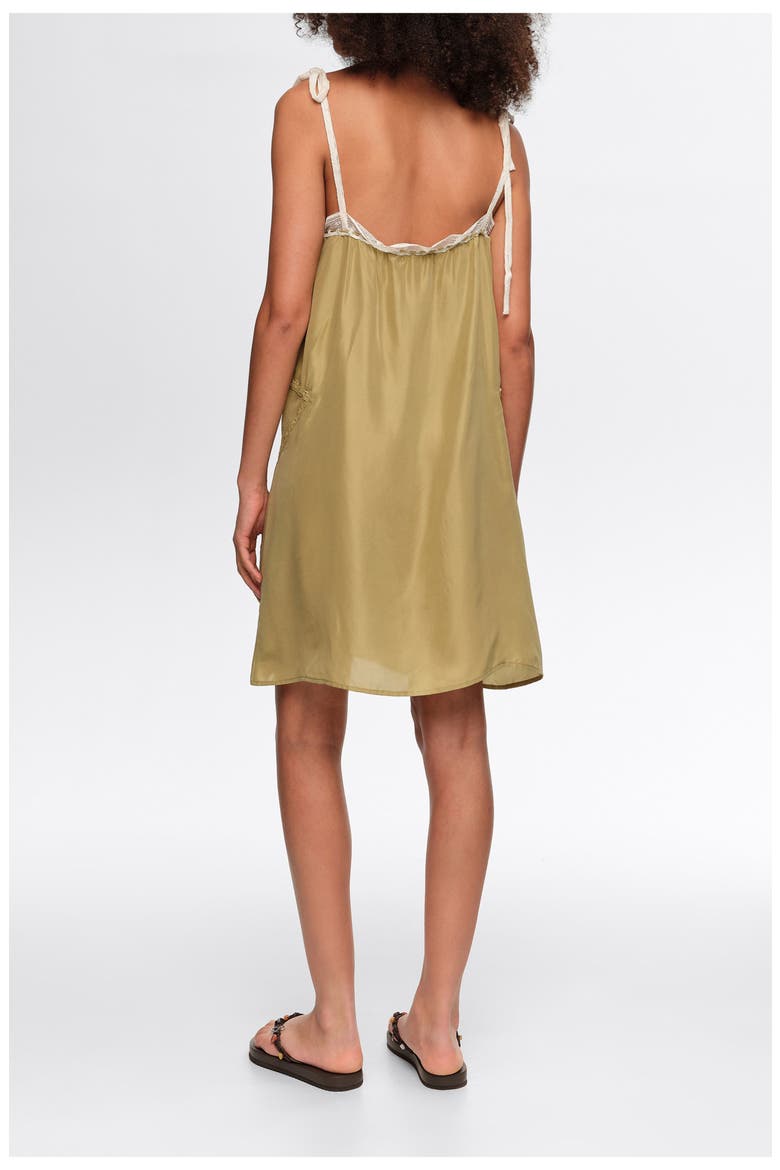 Short Silk Strappy Dress, Alternate, color, GREEN