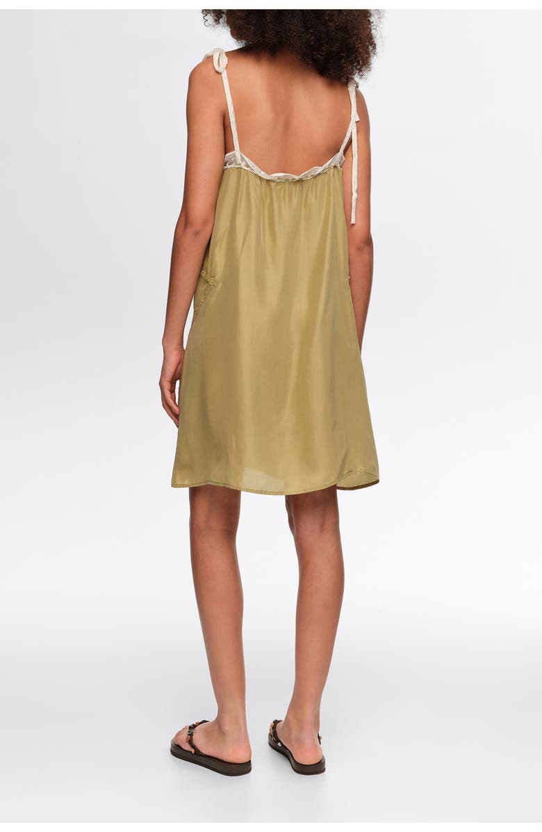 Bimba y Lola Short Silk Strappy Dress, Alternate, color, Green