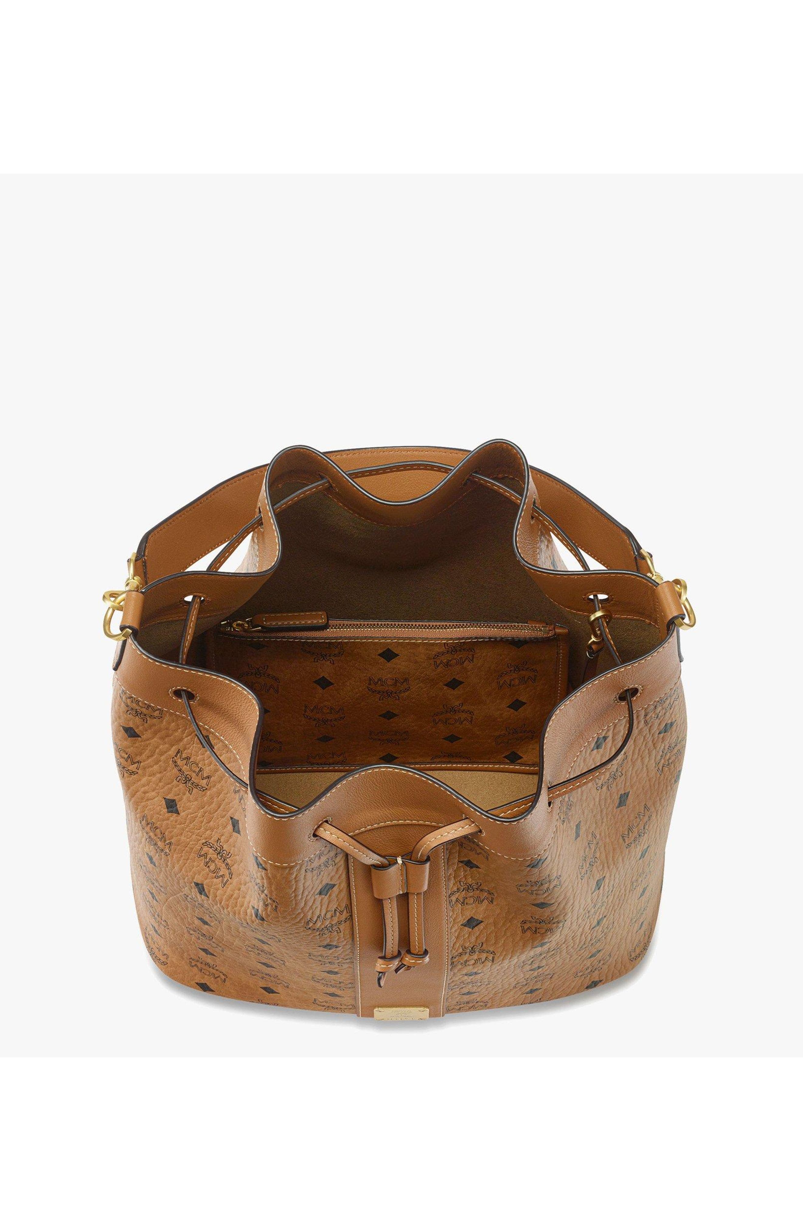 MCM Large Dessau Drawstring Bag in Visetos, Alternate, color, Co