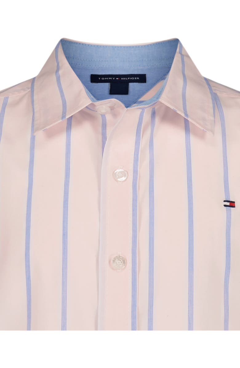 Tommy Hilfiger Kids' Candy Stripe Short Sleeve Shirt, Main, color, Icy Pink