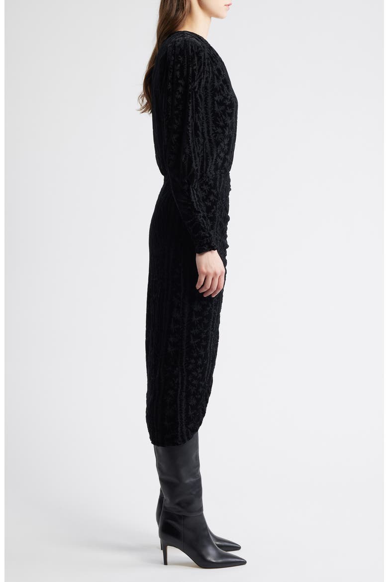 Efilo Long Sleeve Burnout Dress, Alternate, color, BLACK