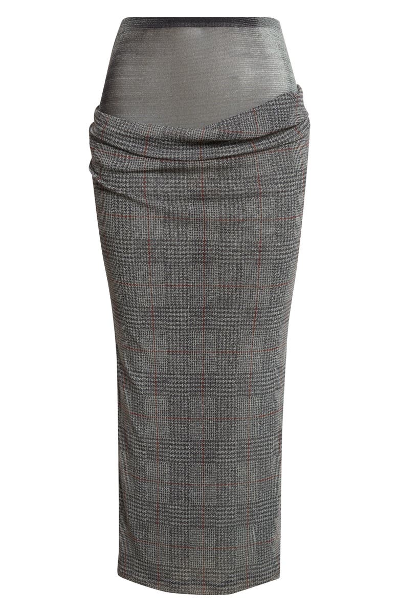 Jean Paul Gaultier Double Layer Prince of Wales Print Mesh Midi Skirt, Alternate, color, Light Grey/ Vanilla/ Red