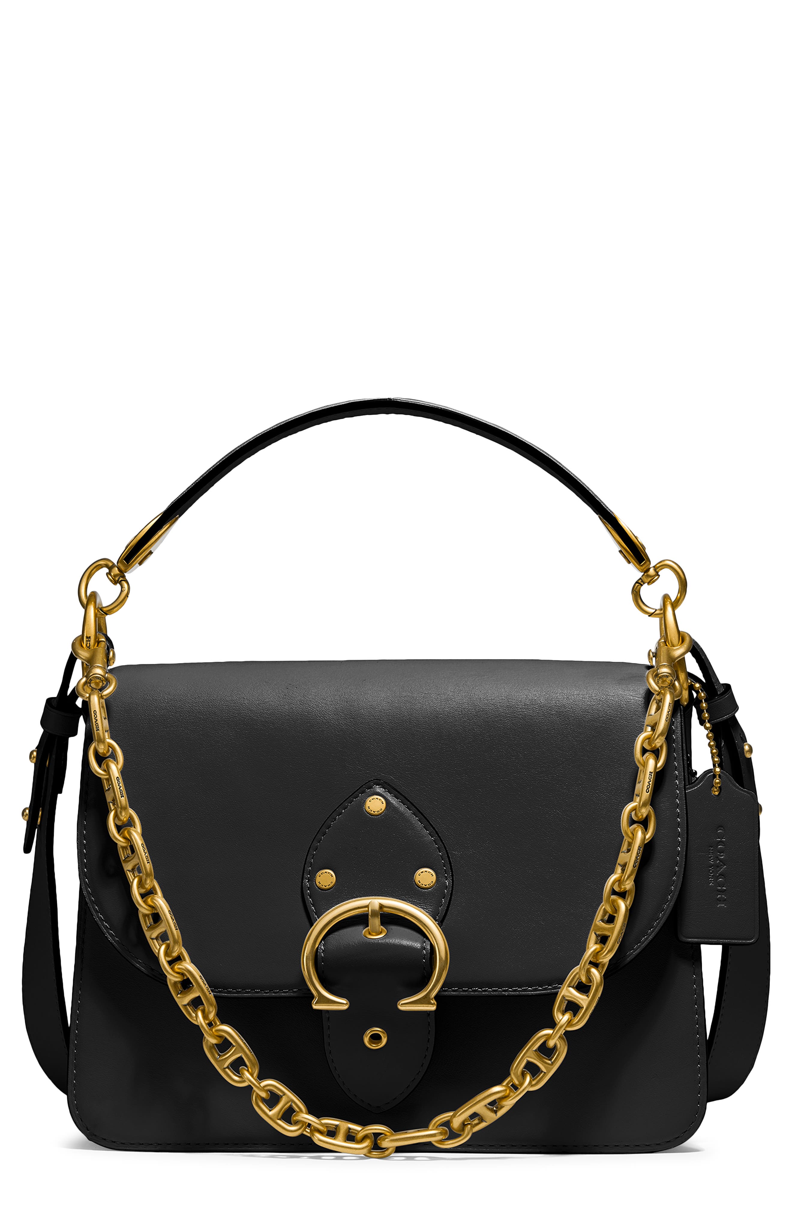 COACH Beat Leather Flap Bag, Main, color, 