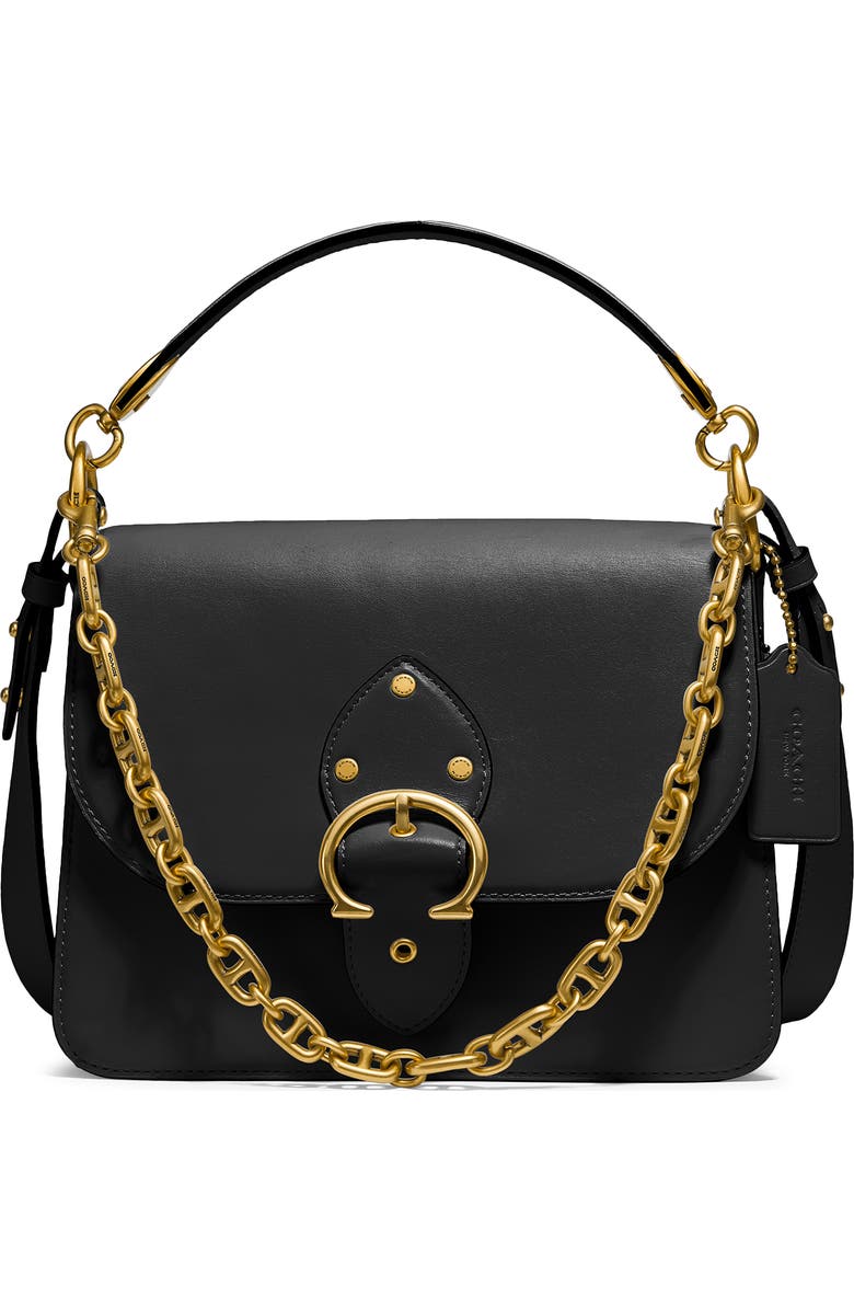 COACH Beat Leather Flap Bag, Main, color,
