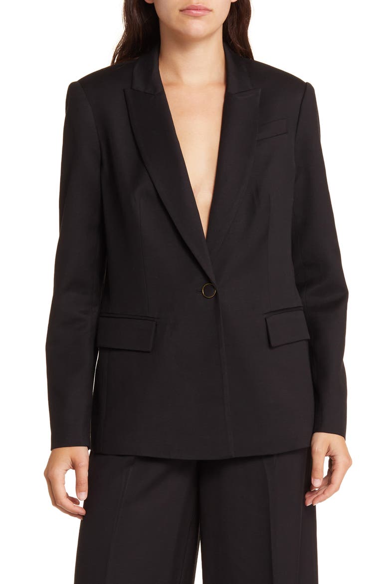 Alexa One-Button Twill Jacket, Main, color, BLACK