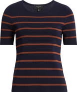 Tahari ASL Stripe Short Sleeve Sweater