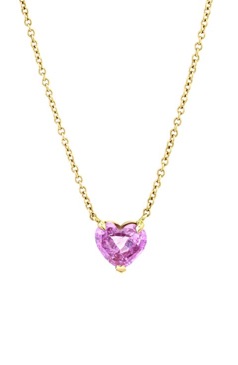 Solitaire Pink Sapphire Heart Pendant Necklace