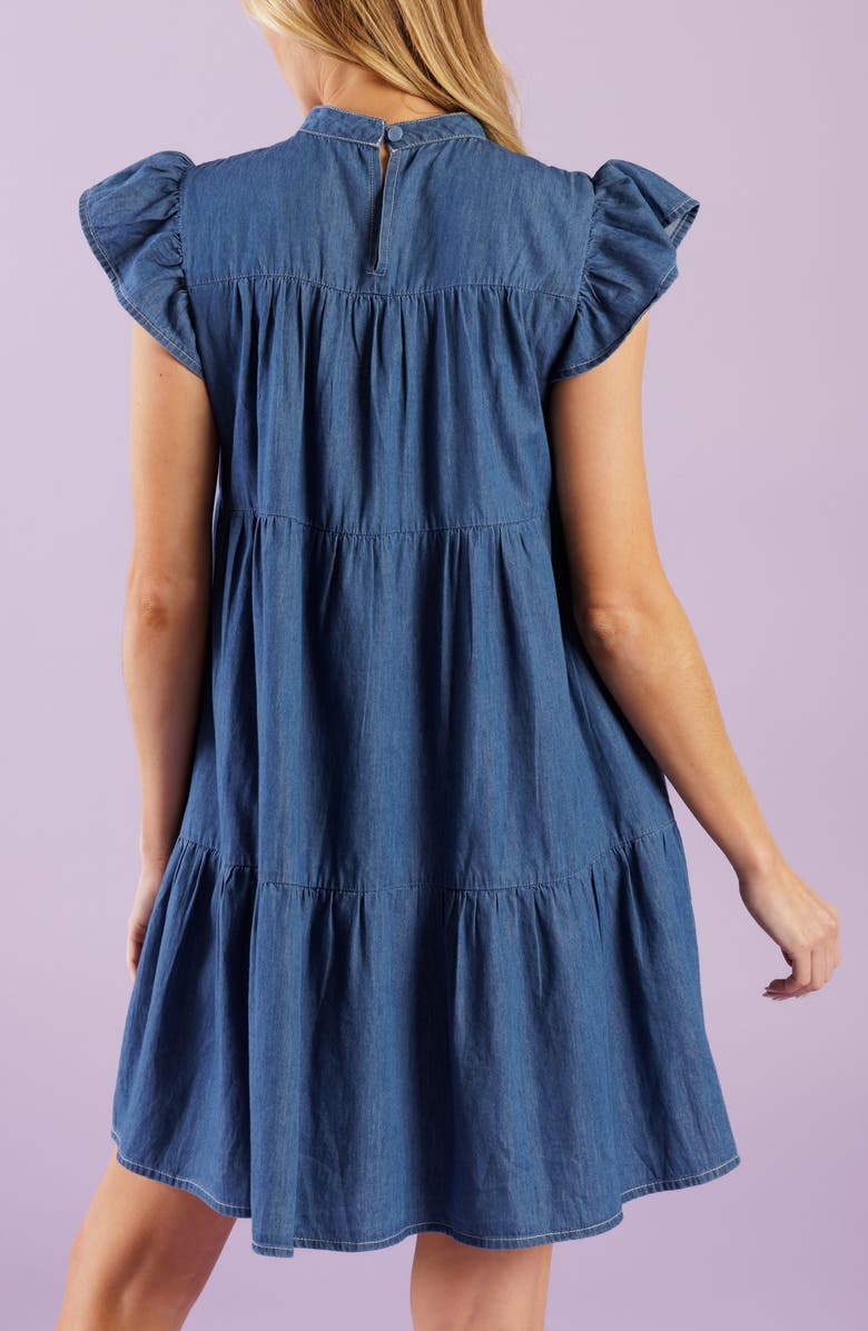 FLYING TOMATO Woven Chambray Babydoll Dress, Alternate, color,