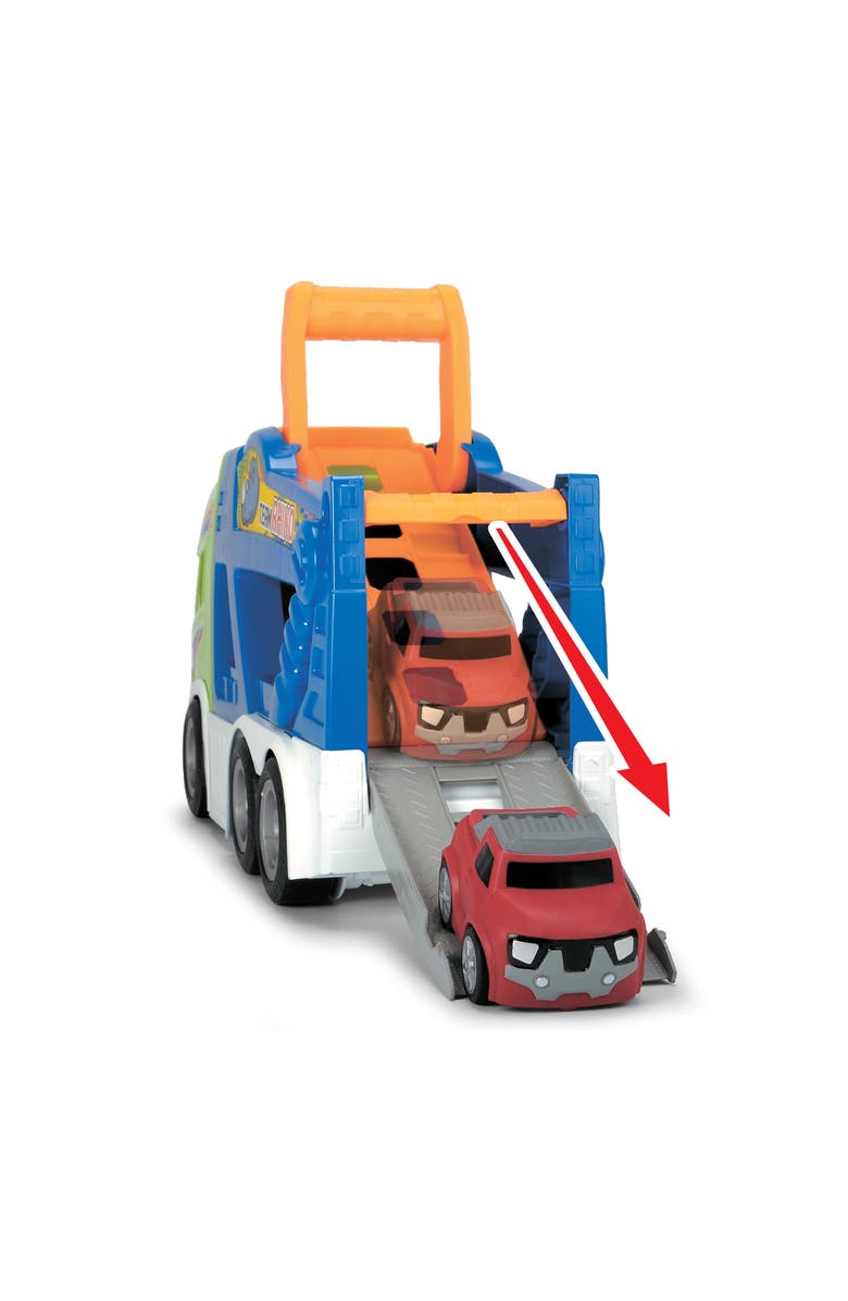 Dickie Toys HK Ltd 16" Happy Scania Car Transporter Preschool Vehicle W/ Extra Car, Alternate, color, Multicolored