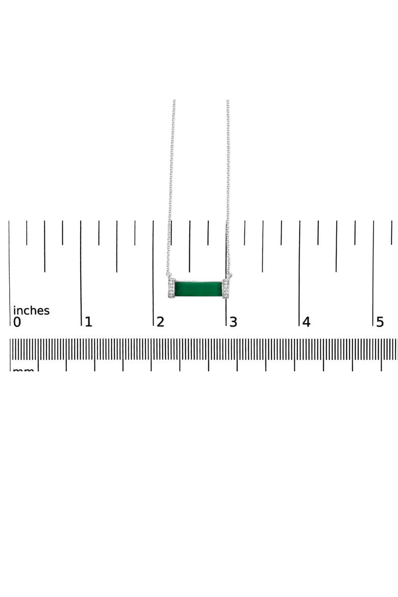 Sterling Silver Diamond Accent and Green Agate Bar Pendant Necklace, Alternate, color, Silver