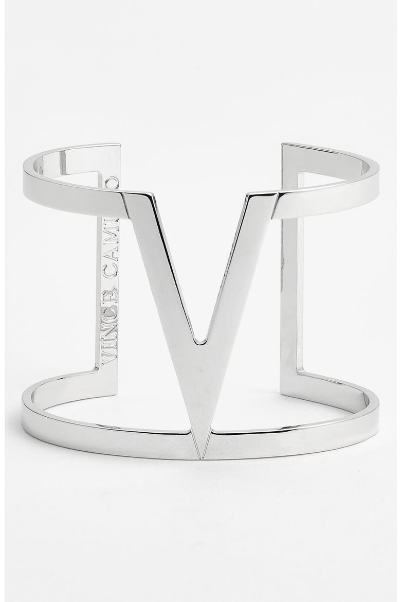 'V-Bar' Open Cuff, Main, color, SILVER
