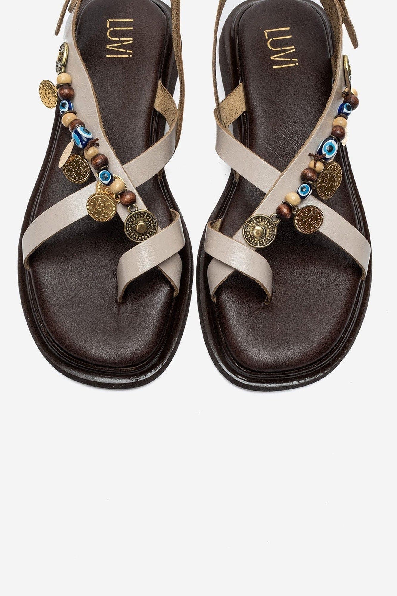 Hush Leather Beaded Sandal, Alternate, color, Cream