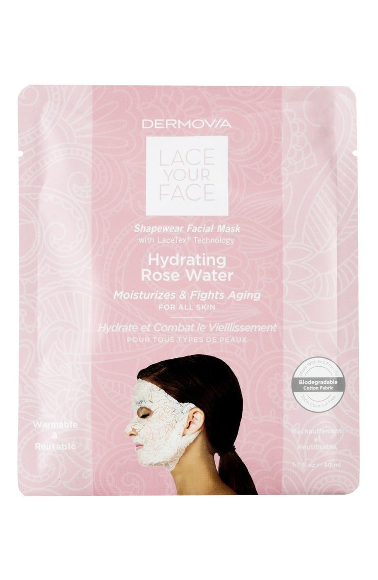 Dermovia Lace Your Face Hydrating Rose Water Compression Facial Mask, Main, color, 