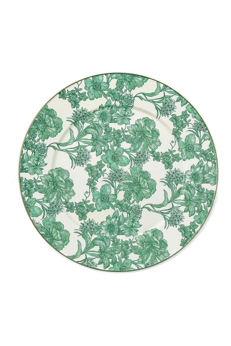 Emerald English Garden Enameled Steel Serving Plate, Main, color, EMERALD