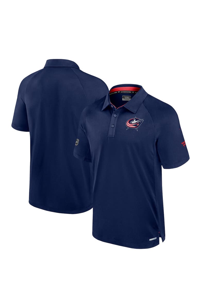FANATICS Men's Fanatics  Navy Columbus Blue Jackets Authentic Pro Rink Raglan Polo, Main, color, Navy