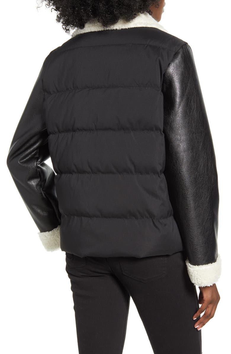 Vigoss Faux Shearling & Faux Leather Puffer Jacket, Alternate, color, 