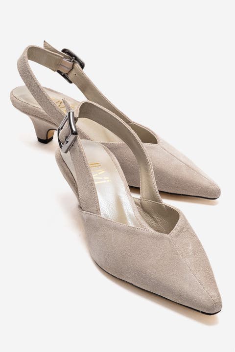 Dioris Leather Slingback Kitten Heel Pump