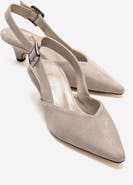 Forever & Always Shoes Dioris Leather Slingback Kitten Heel Pump