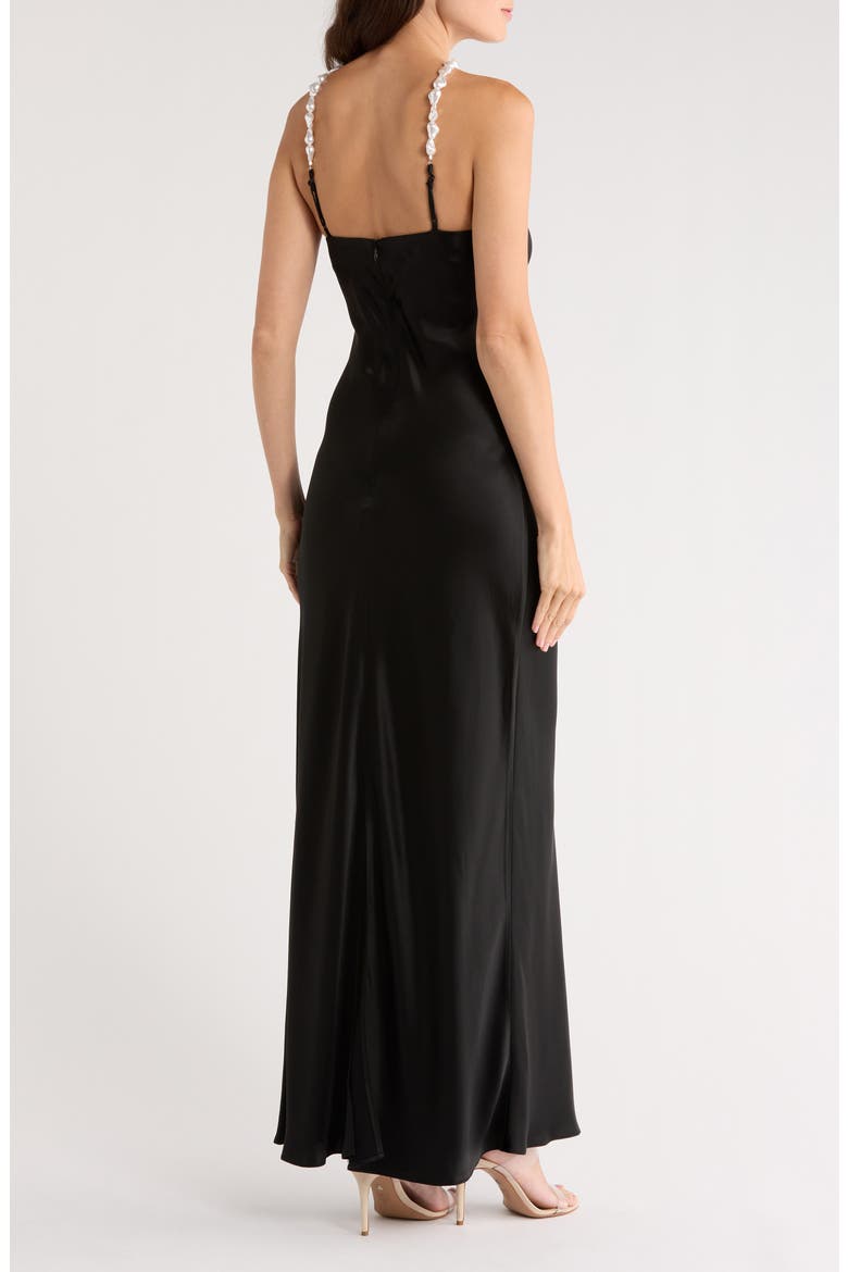 Cadence Sleeveless Satin Maxi Dress, Alternate, color, BLACK