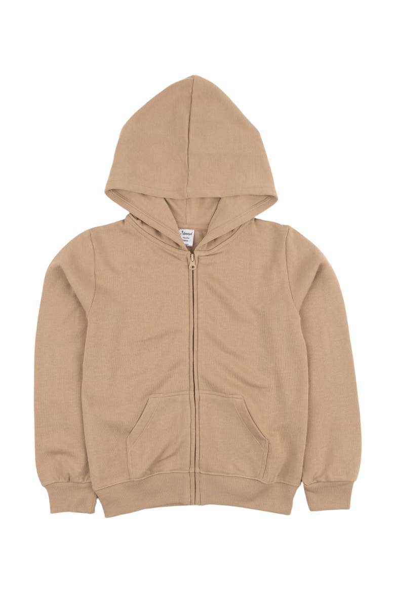 Kids Zip-Up Hoodie, 100% Cotton, Solid Colors, Alternate, color, Beige