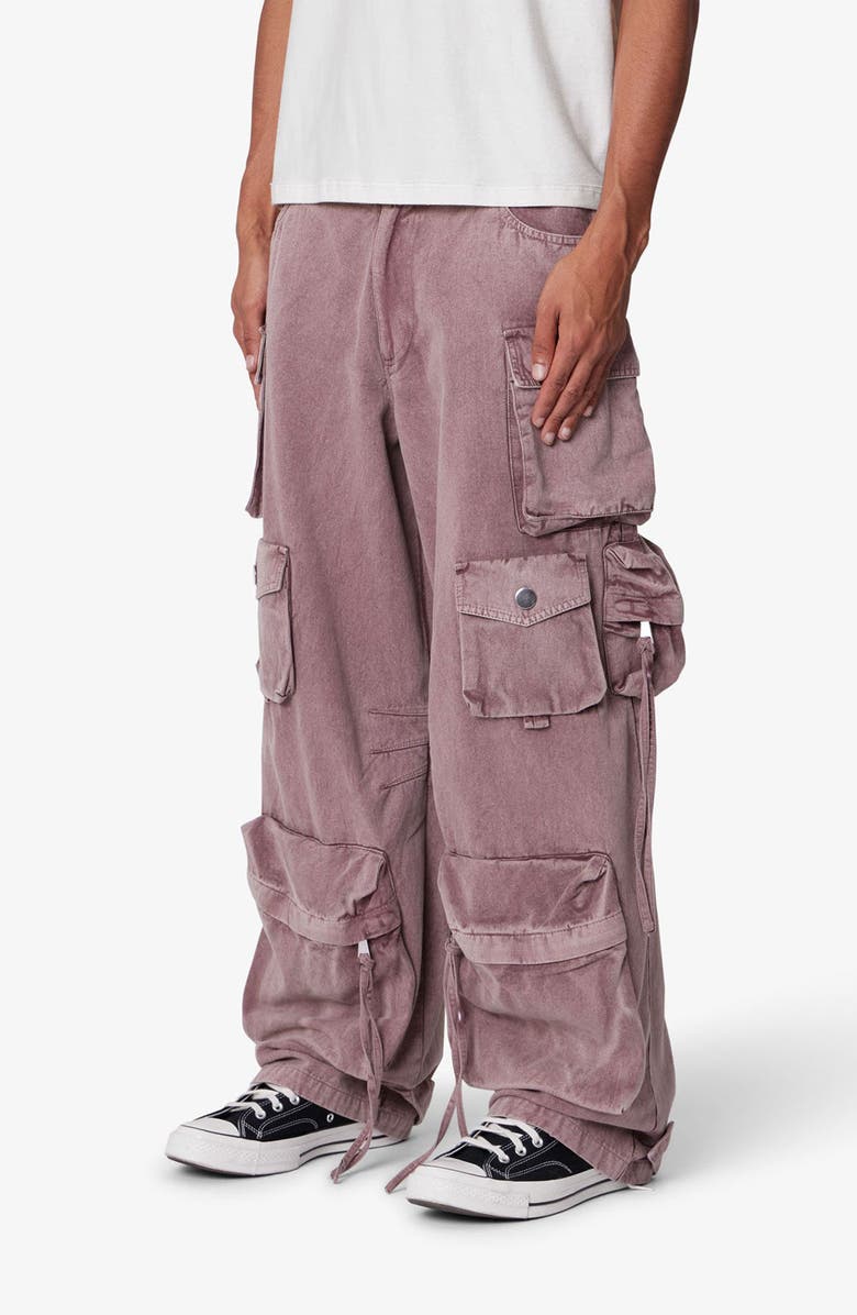 mnml Washed Barrel Baggy Cargo Pants, Alternate, color, Brick