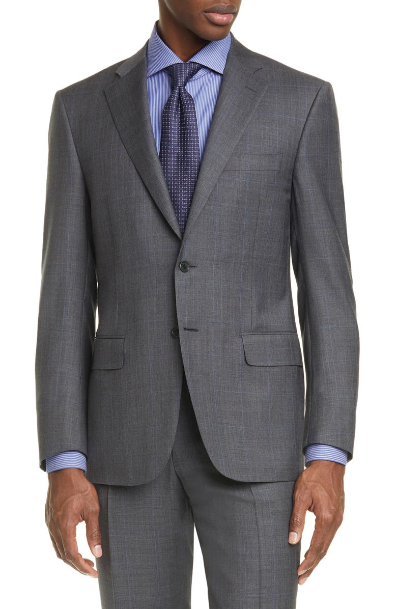 Canali Siena Soft Classic Fit Glen Plaid Wool Suit, Alternate, color, 