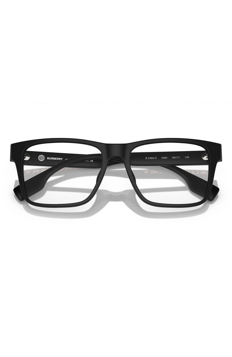 Burberry 55mm Square Optical Glasses, Alternate, color, Matte Black / Demo Lens